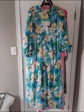 Floral Maxi Dress; Teal Meadows